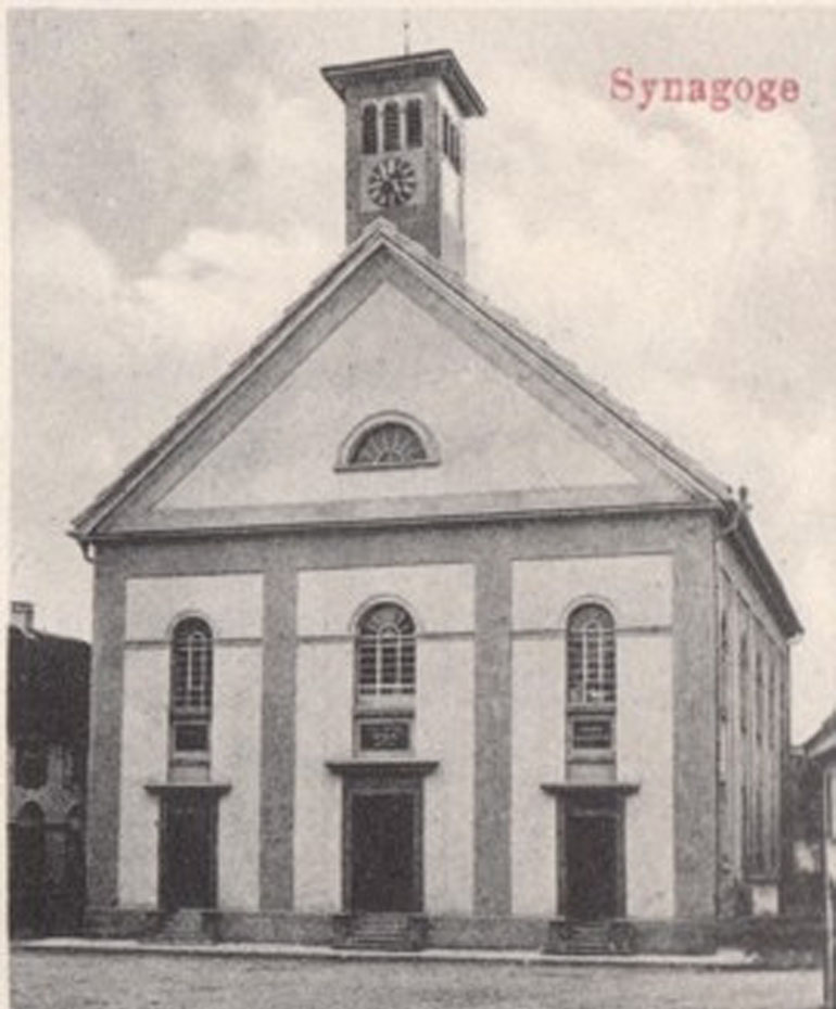Synagoge in Buchau. Postkarte, gelaufen 1911